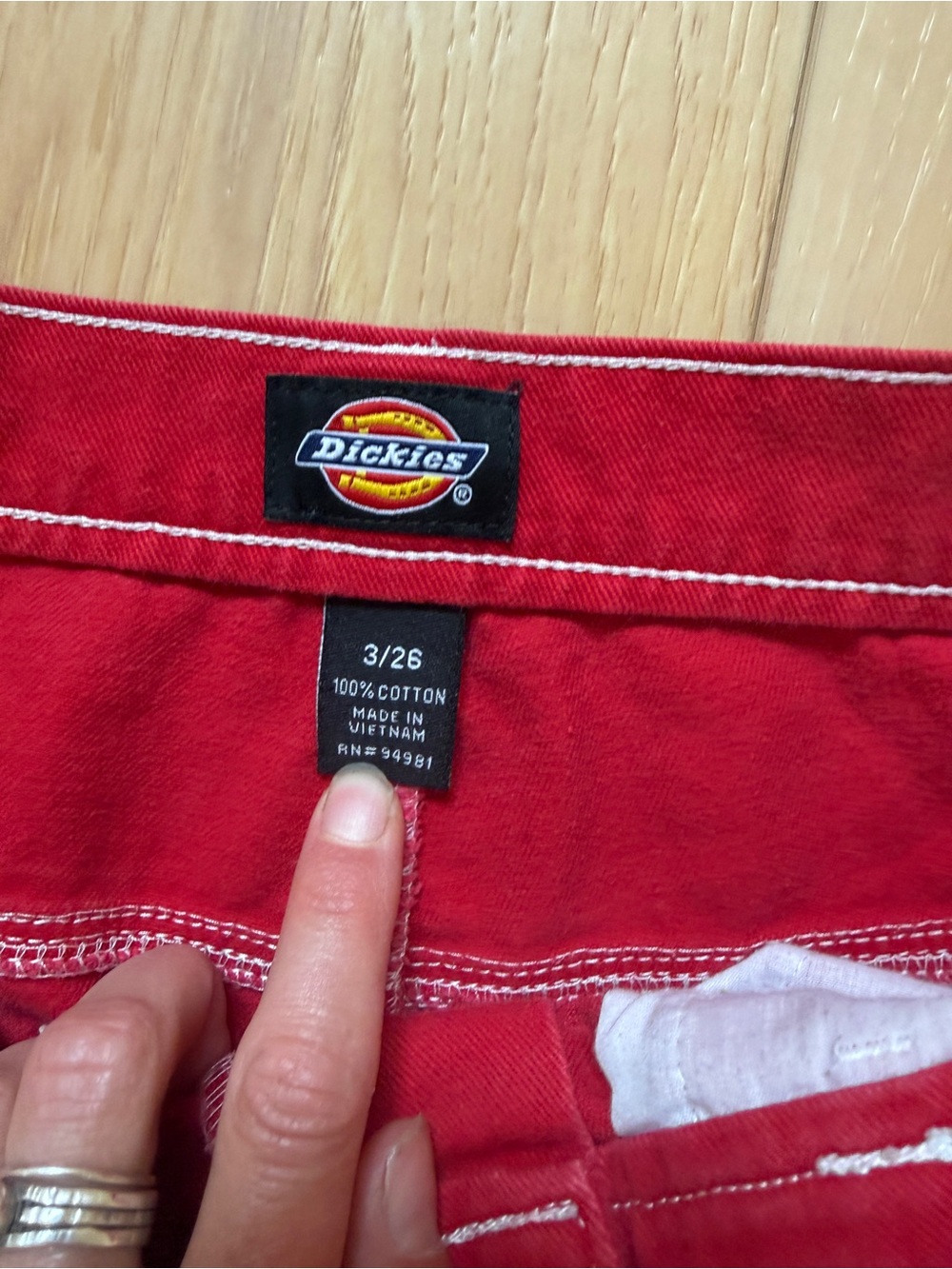Dickies Bright Red Work Shorts with Logo Waistband - Picture 3 of 4